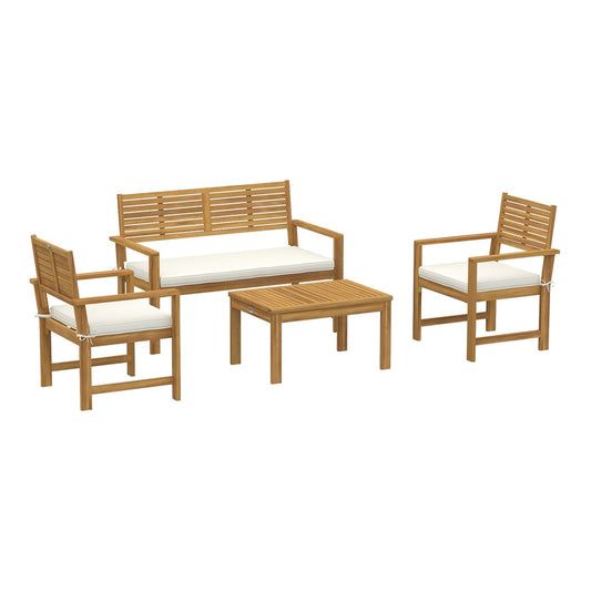 Outsunny 4 Seater Wooden Garden Furniture Set with Loveseat on a plain white background
