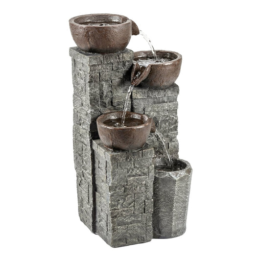 Outsunny 4-Tier Outdoor Fountain with bowls and cascading water over stone effect tiers