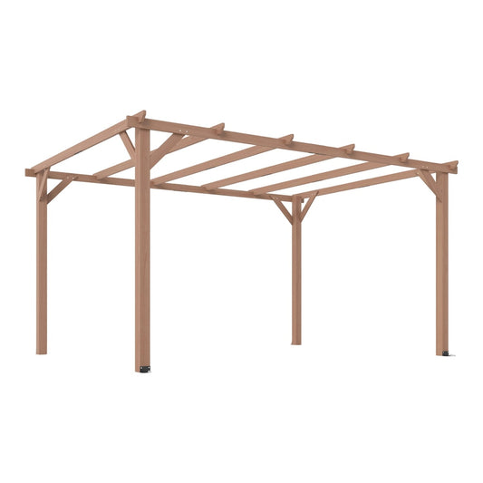 Outsunny Wooden Pergola Kit, a garden gazebo with a slatted roof and four corner posts