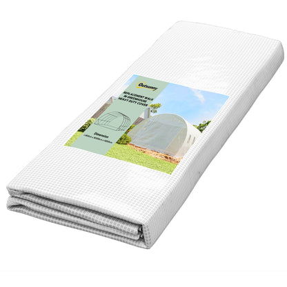 Outsunny Polytunnel Greenhouse Replacement Cover folded in a white package with a product label