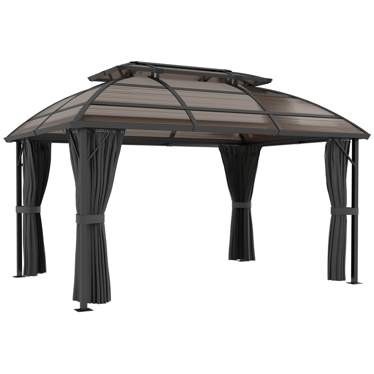 Outsunny Aluminium Frame Hard Gazebo in Brown