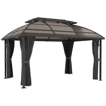 Outsunny Aluminium Frame Hard Gazebo in Brown
