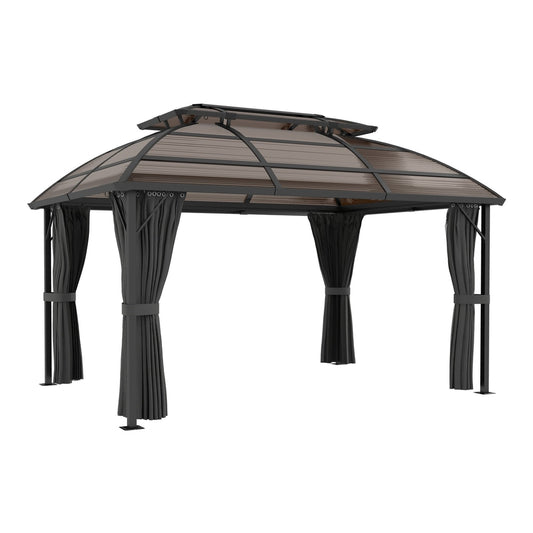 Outsunny Aluminium Frame Hard Gazebo in Brown