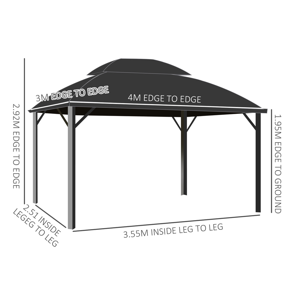 Outsunny Aluminium Frame Hard Gazebo