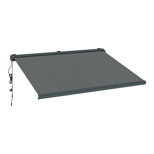 Outsunny Full Cassette Electric Awning with Remote Controller in Dark Grey
