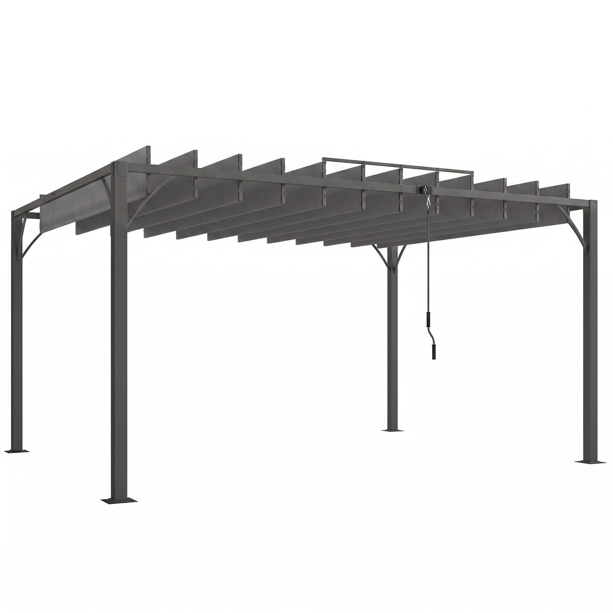 Outsunny Outdoor Pergola with Retractable Roof in Grey