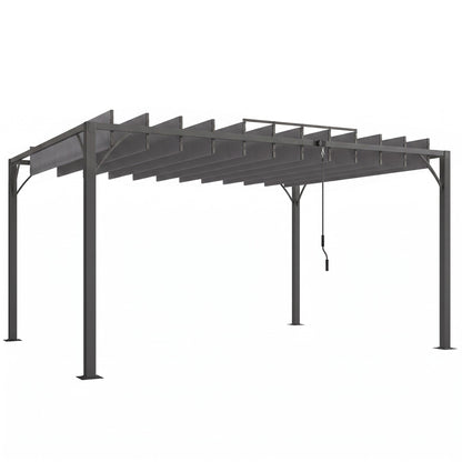 Outsunny Outdoor Pergola with Retractable Roof in Grey