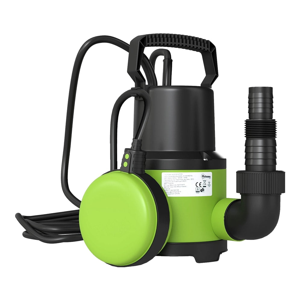 Outsunny 400W Submersible Water Pump for Dirty/Clean Water with a green float switch and black handle