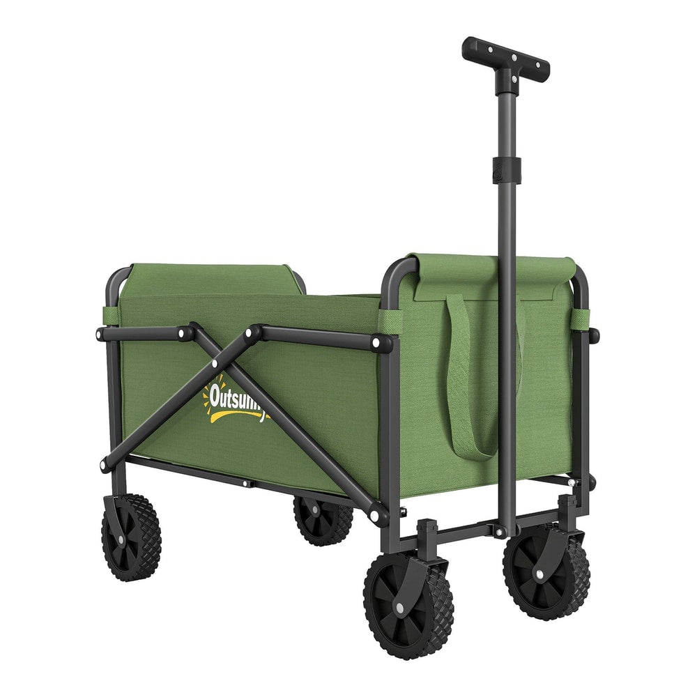 Outsunny 41L Festival Trolley on Wheels green folding trolley cart with adjustable handle and wheels