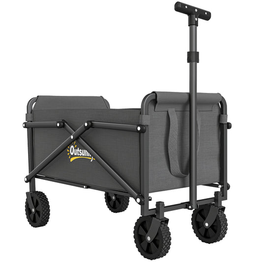 Outsunny 41L Festival Trolley on Wheels in grey with an extended handle and black frame
