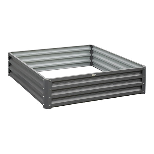 Outsunny 432L Square Raised Garden Bed Box Steel Frame in light grey on a white background