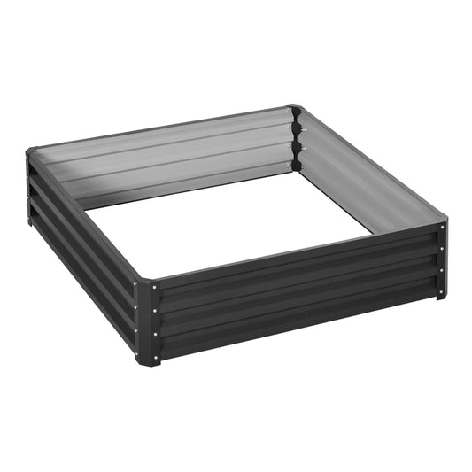 Outsunny 432L Square Raised Garden Bed Box, a grey galvanised steel planter for your garden