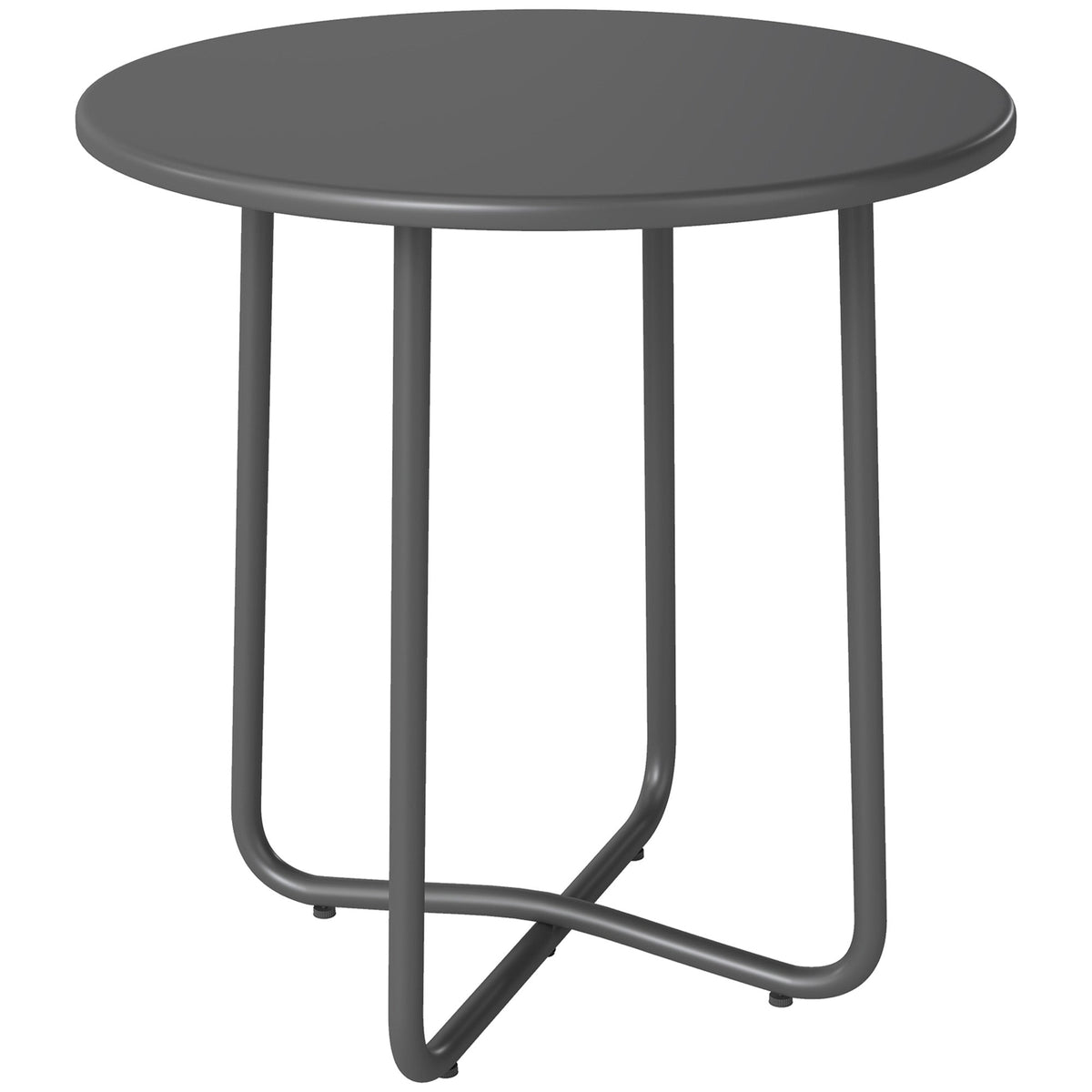 Outsunny 48 cm Round Garden Side Table in dark grey with a smooth circular top and cross legs
