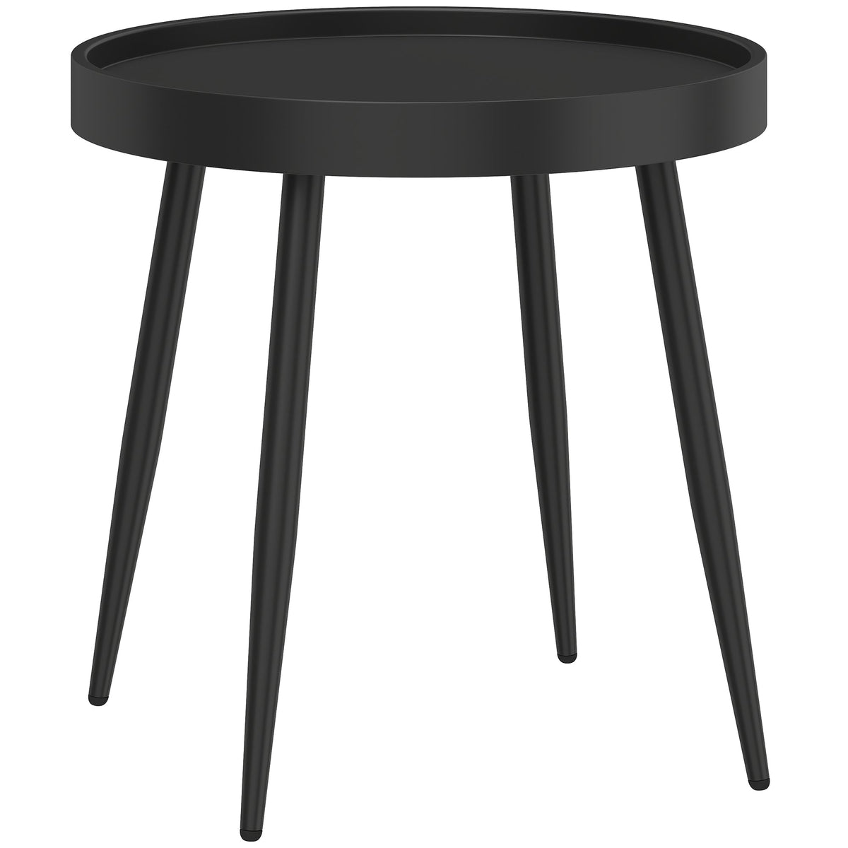 Outsunny 49.5 cm Round Garden Table, a black plastic tray-style top with four metal legs