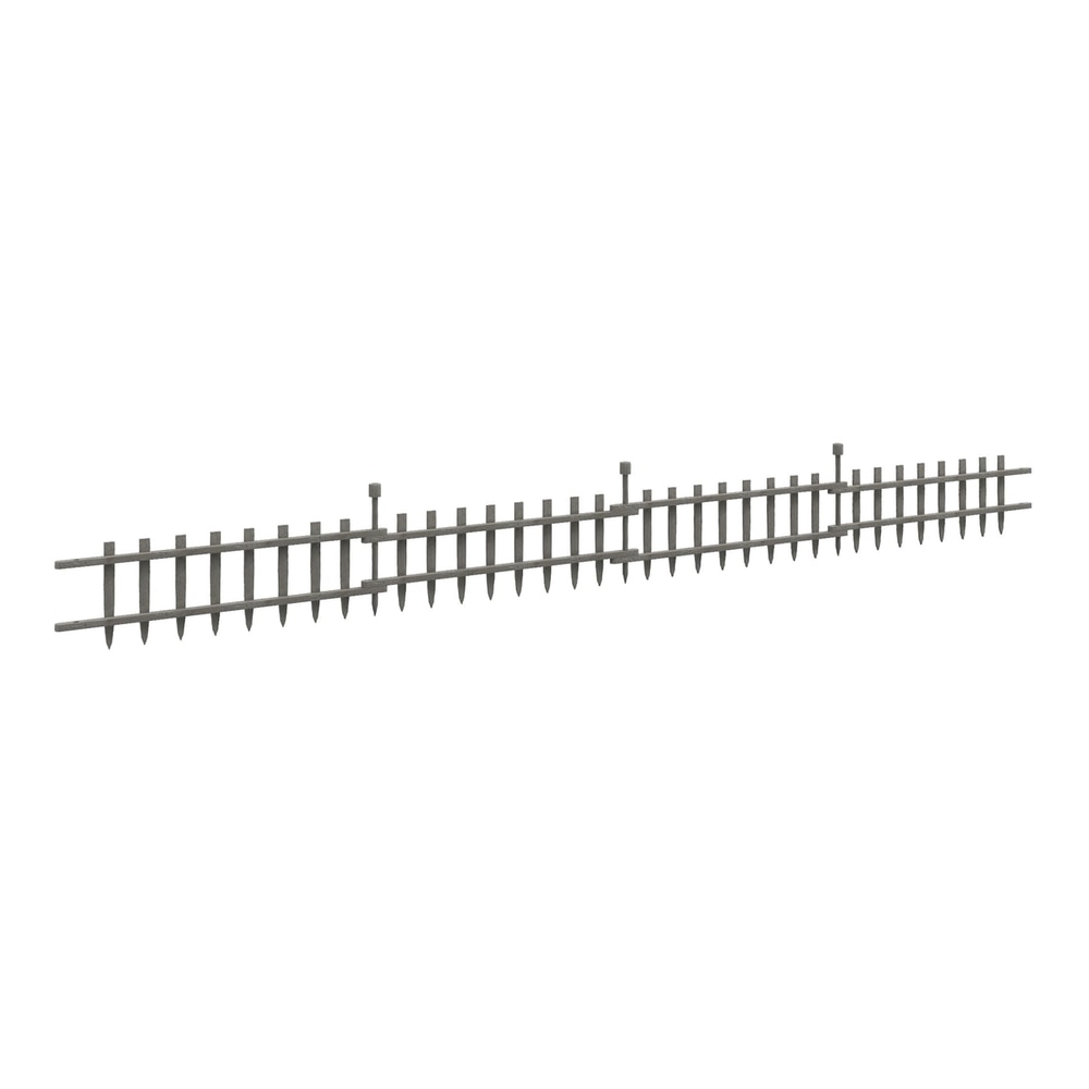 Outsunny 4PCs Wooden Garden Fencing Landscape Edging, a long grey fence with pointed tops and metal stakes