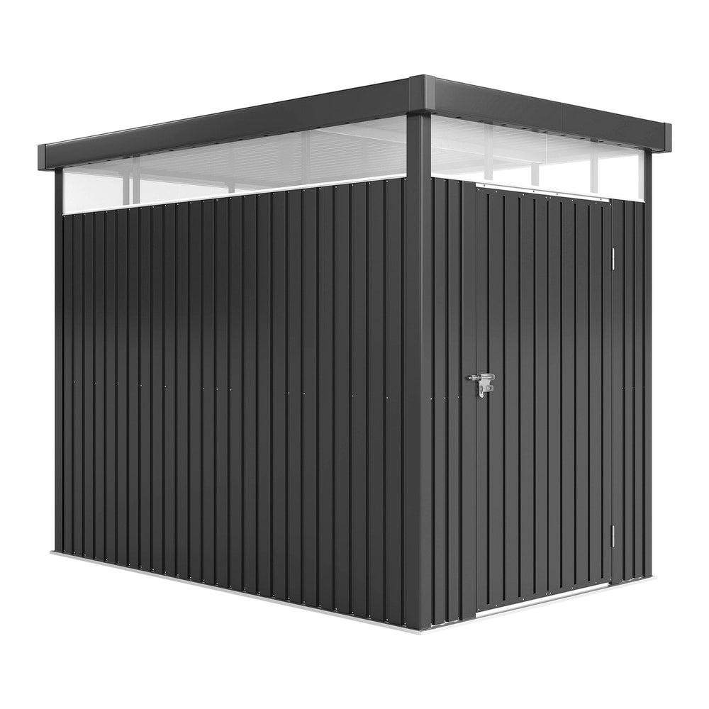 Outsunny Galvanised Steel Garden Shed with a flat roof and a lockable door on a white background