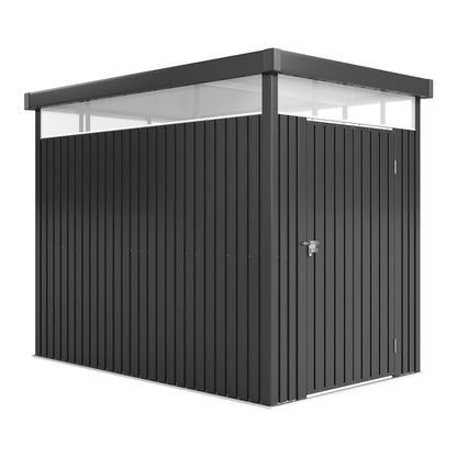 Outsunny Galvanised Steel Garden Shed with a flat roof and a lockable door on a white background