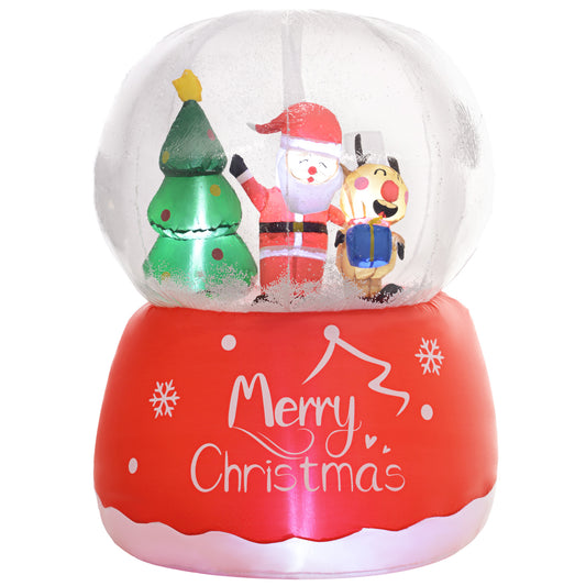 Outsunny 5.5ft Inflatable Snow Globe Christmas Decoration in Red
