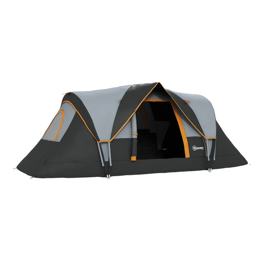 Outsunny 5-6 Man Dome Camping Tent in light grey and black on a white background