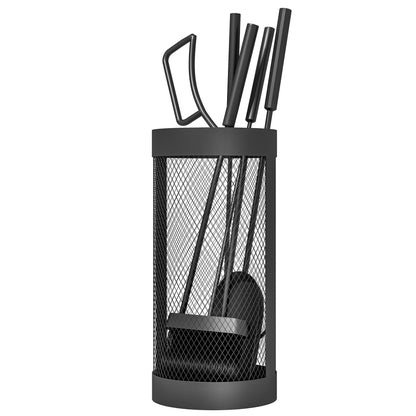 Outsunny 5-Piece Fireplace Tools Set with Mesh Basket in Black