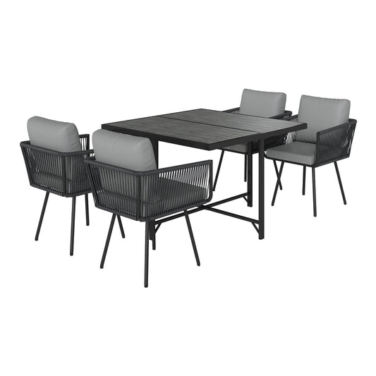 Outsunny 5 Piece Garden Furniture Set with a square table and four chairs with light grey cushions