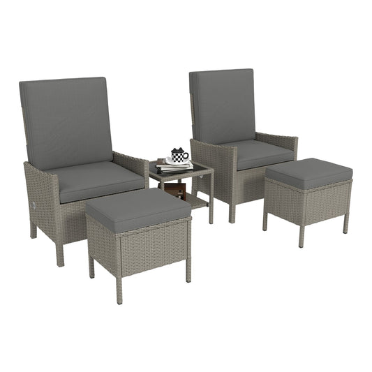 Outsunny 5 Piece Rattan Garden Furniture Set in Dark Grey