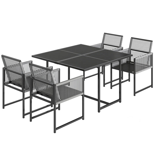 Outsunny 5 Pieces Garden Dining Set with a square table and four chairs on a white background