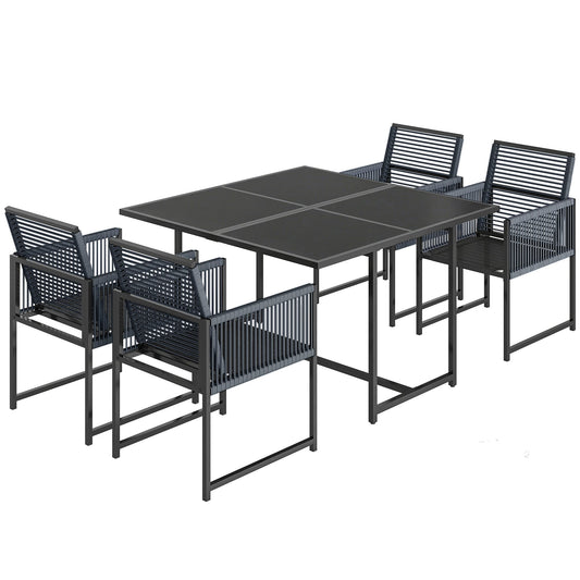 Outsunny 5 Pieces Garden Dining Set, a dark grey cube set with a table and four chairs