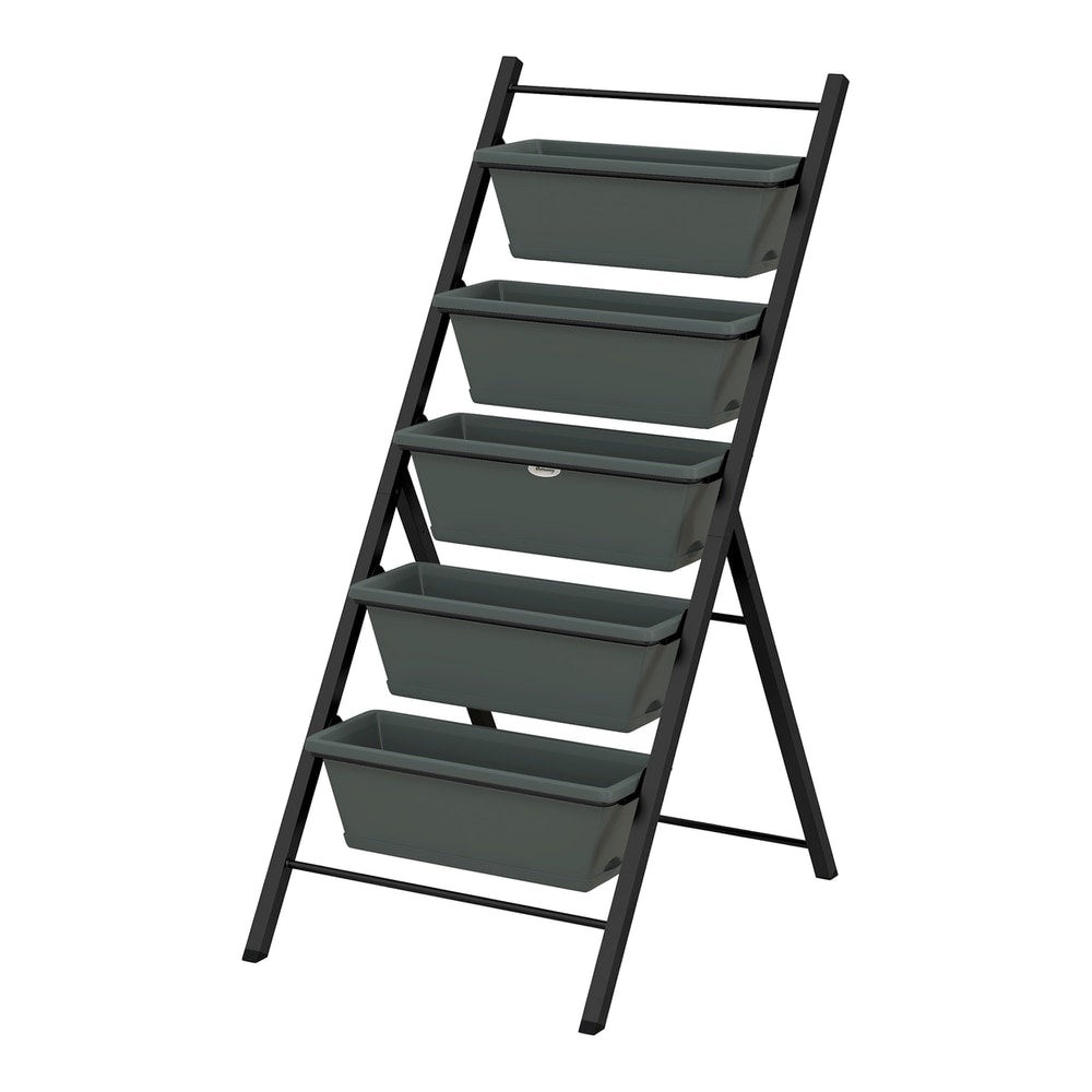 Outsunny 5-Tier Vertical Raised Garden Planter in Charcoal Grey