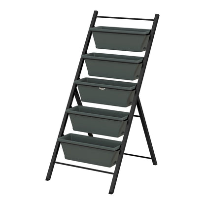 Outsunny 5-Tier Vertical Raised Garden Planter in Charcoal Grey