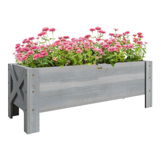Outsunny 58L Garden Raised Bed Planter Grow Containers filled with vibrant pink flowers