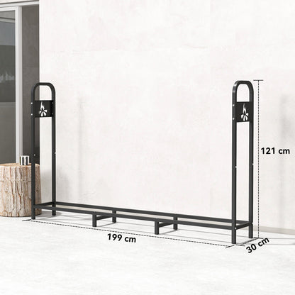Outsunny 6.5 FT Steel Firewood Log Rack in Black