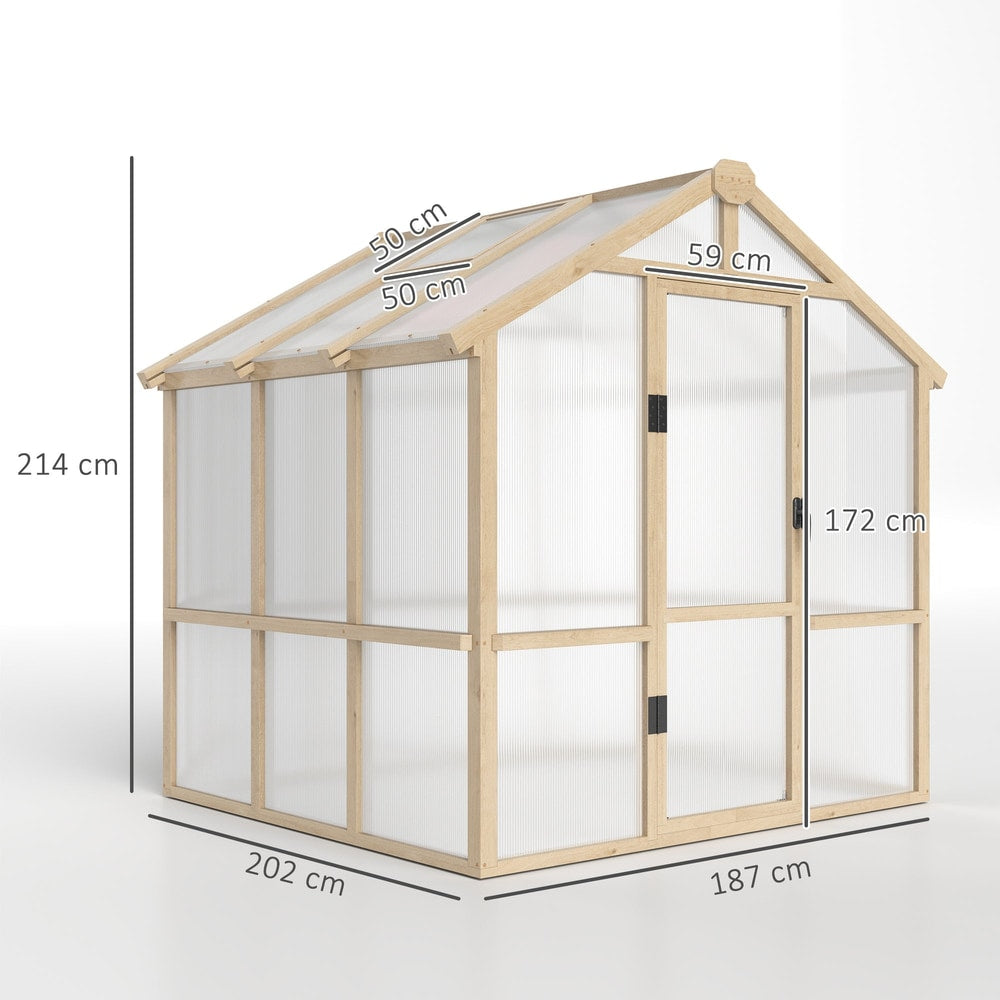 Dimensions of the wooden and polycarbonate greenhouse