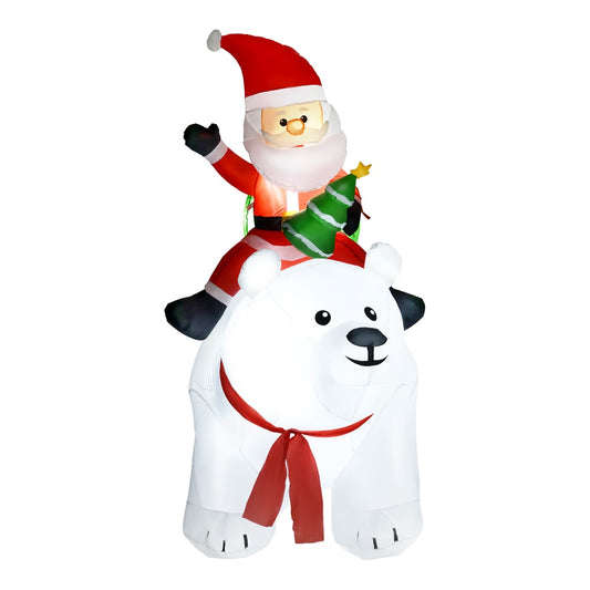 Outsunny 6.6ft Inflatable Santa Riding Polar Bear Decoration in White