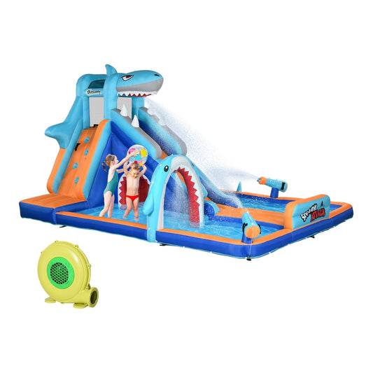 Outsunny 6 in 1 Shark-Themed Bouncy Castle in Multi Colour
