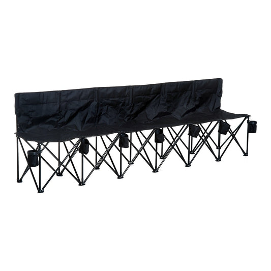 Outsunny 6 Seater Folding Camping Chair in black, fully assembled and unfolded