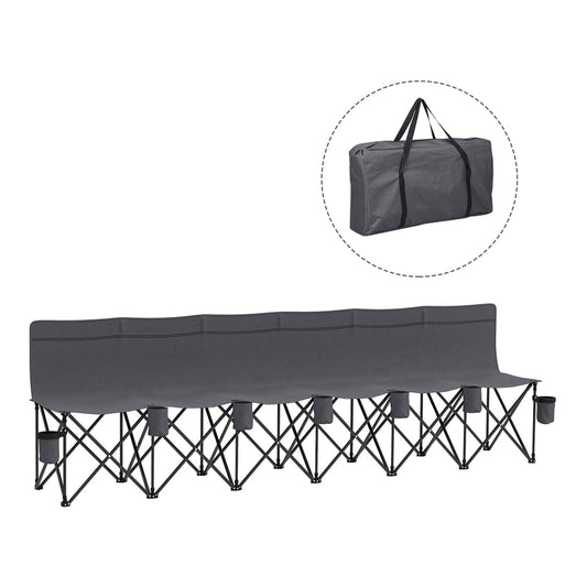 Outsunny 6 Seater Folding Camping Chair in charcoal grey with a matching carry bag