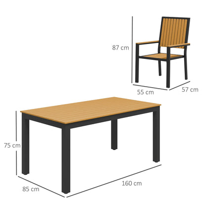 Dimensions of the garden dining table and chairs set