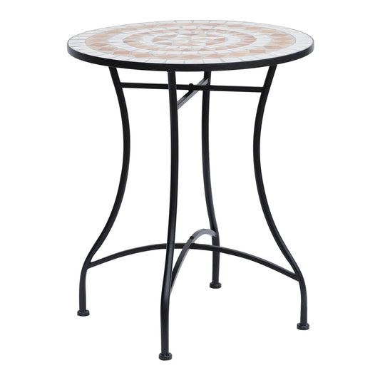 Outsunny 60 cm Mosaic Garden Table in Orange and White