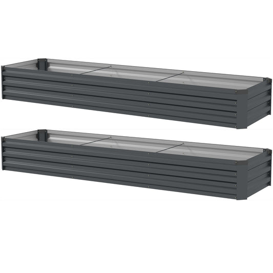 Outsunny Galvanised Steel Planter shown as a pair of rectangular garden beds on a white background