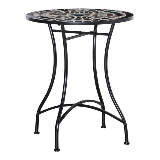Outsunny Mosaic Outdoor Patio Table in Black