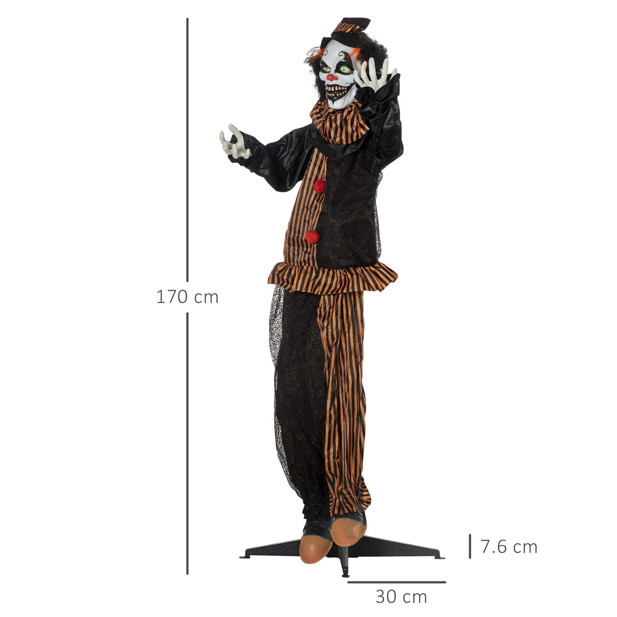 the life size outdoor halloween decoration clown with size indicators