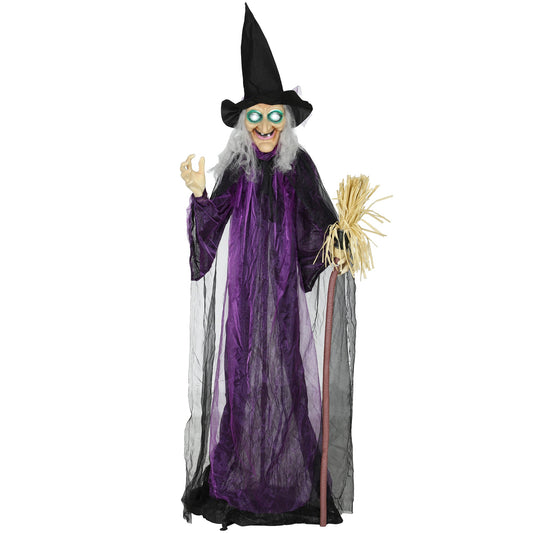 Outsunny 6ft Animated Witch Decoration standing against a plain white background