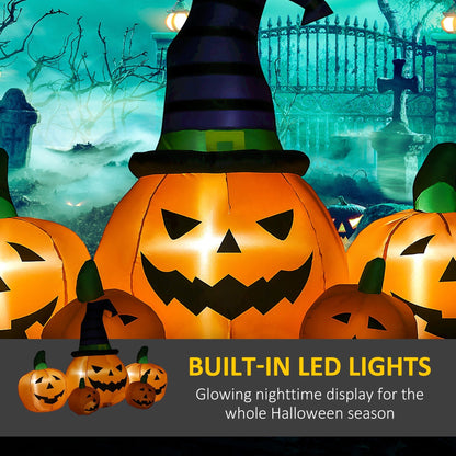 The seasonal display illuminated by internal lights in a graveyard setting