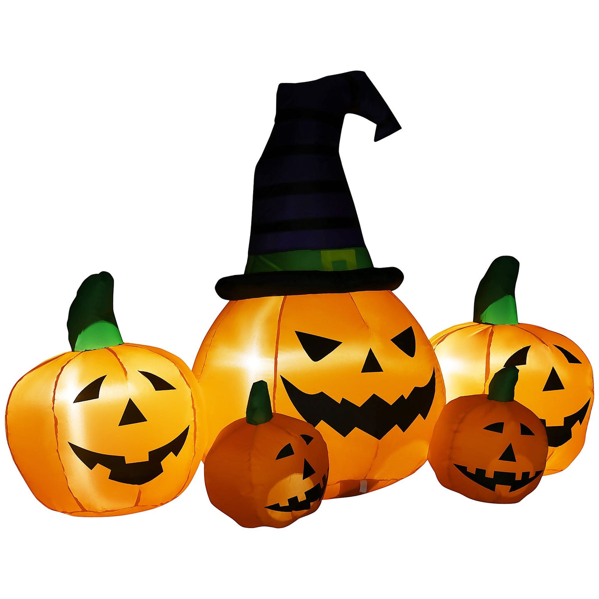 Outsunny 6ft Inflatable Halloween Large Pumpkin in Hat glowing against a plain white background