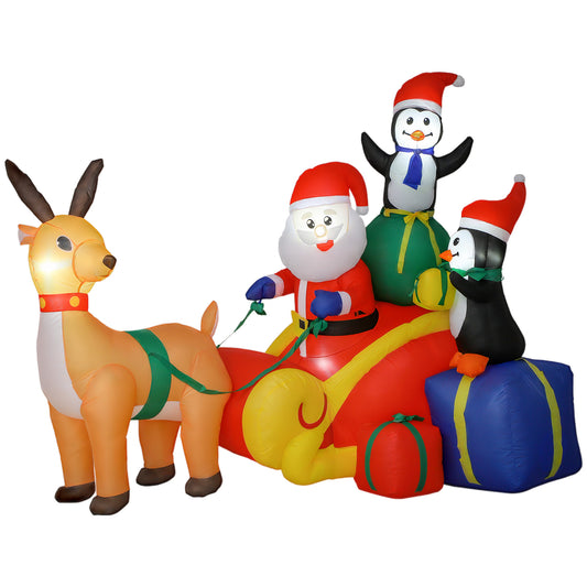 Outsunny 6ft Inflatable Santa Sleigh Decoration in Multi-coloured