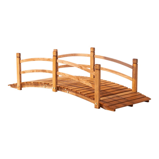 Outsunny 6FT Wooden Garden Bridge with Safety Railings in Orange