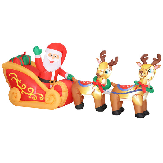 Outsunny 7.9ft Christmas Inflatable Santa on Sleigh in Red