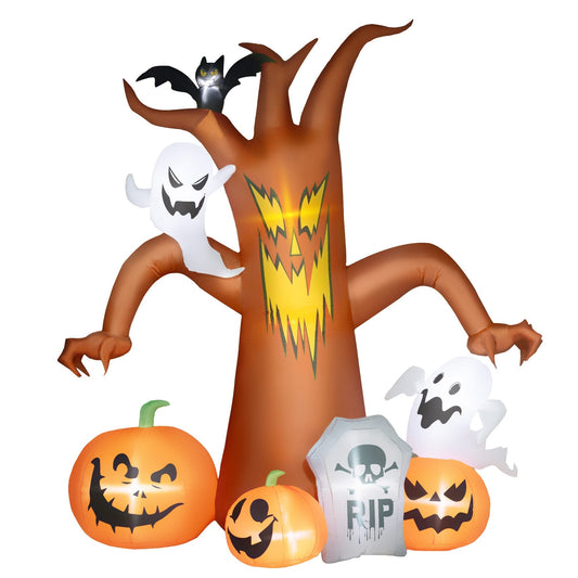 Outsunny 7.9ft Light-Up Halloween Tree Inflatable with pumpkins and ghosts