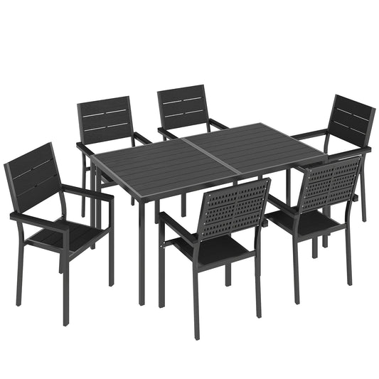 Outsunny 7 Pieces Outdoor Dining Set, a table and six chairs arranged for dining